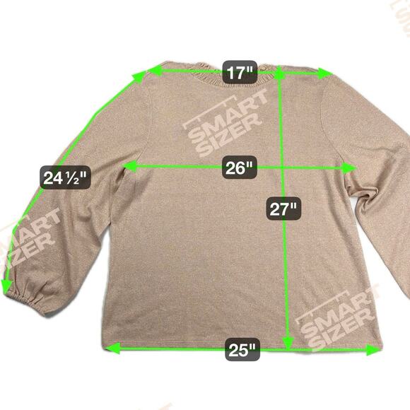 Talbots Tie Back Smocked Shimmer Ruffle Neck Blush Pink Sweater Top Size 2X - Picture 8 of 12